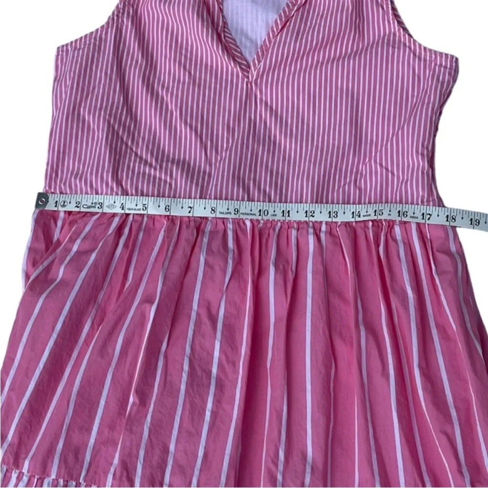J. Crew Women's Sleeveless Tiered Popover Dress Mixed Stripe Pink Small Preppy